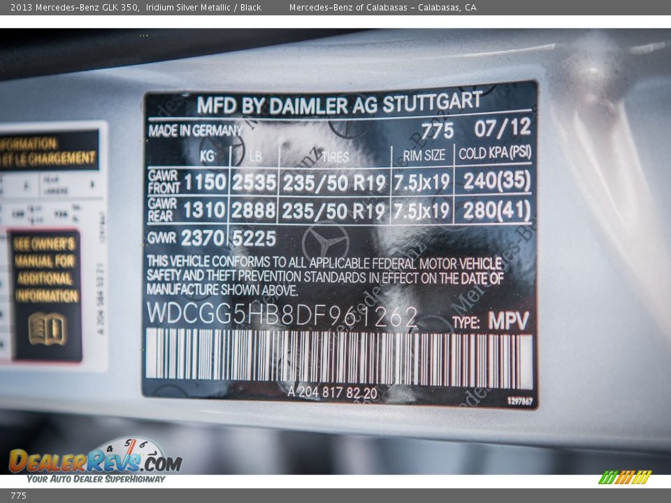 Mercedes-Benz Color Code 775 Iridium Silver Metallic