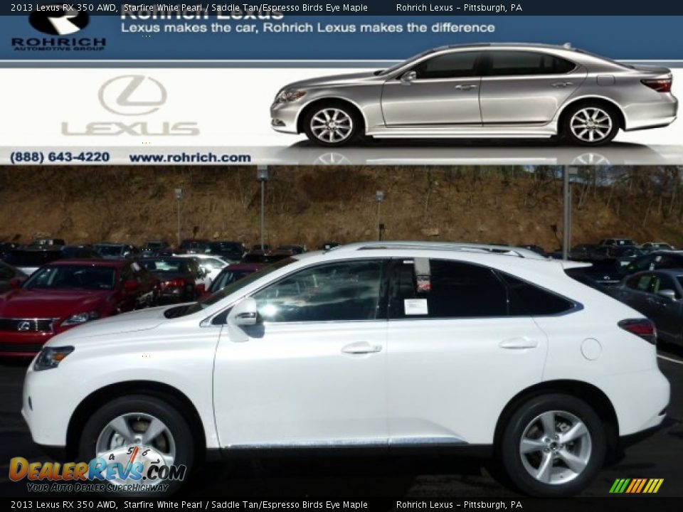 2013 Lexus RX 350 AWD Starfire White Pearl / Saddle Tan/Espresso Birds Eye Maple Photo #1