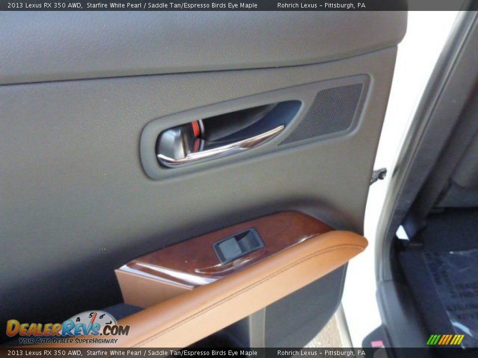 2013 Lexus RX 350 AWD Starfire White Pearl / Saddle Tan/Espresso Birds Eye Maple Photo #13