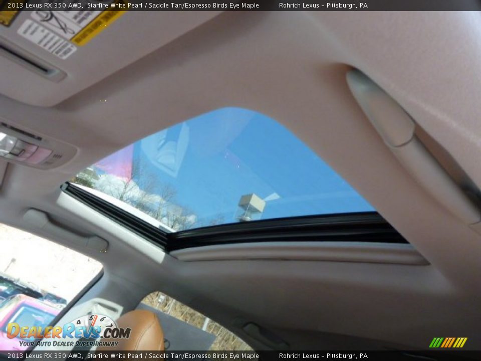2013 Lexus RX 350 AWD Starfire White Pearl / Saddle Tan/Espresso Birds Eye Maple Photo #16