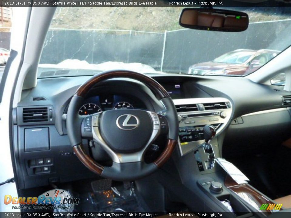 2013 Lexus RX 350 AWD Starfire White Pearl / Saddle Tan/Espresso Birds Eye Maple Photo #11
