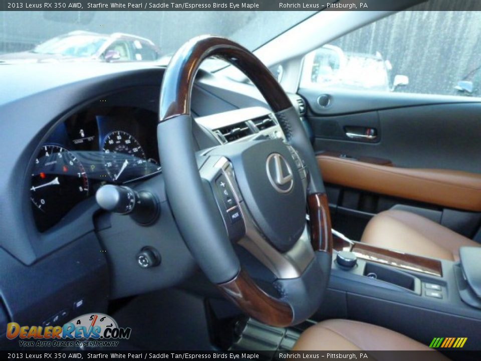 2013 Lexus RX 350 AWD Starfire White Pearl / Saddle Tan/Espresso Birds Eye Maple Photo #16