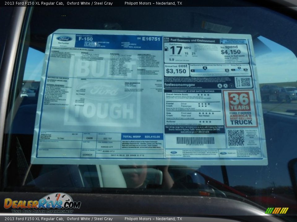 2013 Ford F150 XL Regular Cab Oxford White / Steel Gray Photo #32