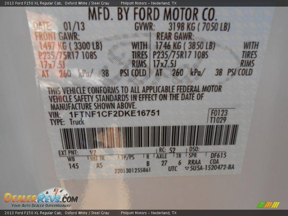 2013 Ford F150 XL Regular Cab Oxford White / Steel Gray Photo #33