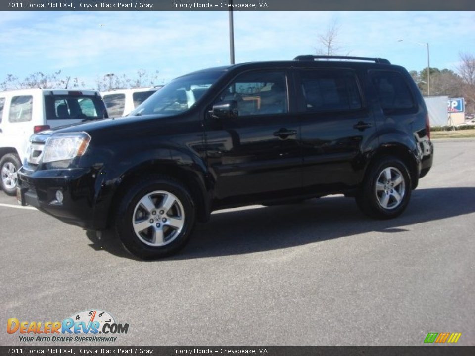2011 Honda Pilot EX-L Crystal Black Pearl / Gray Photo #2