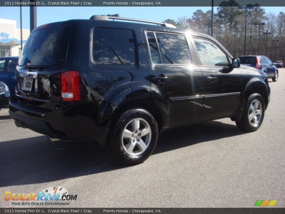 2011 Honda Pilot EX-L Crystal Black Pearl / Gray Photo #4