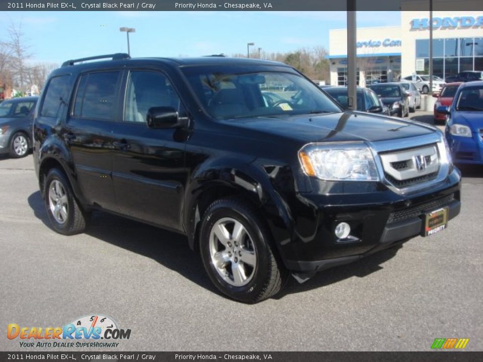 2011 Honda Pilot EX-L Crystal Black Pearl / Gray Photo #5