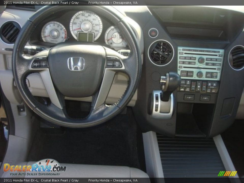 2011 Honda Pilot EX-L Crystal Black Pearl / Gray Photo #11