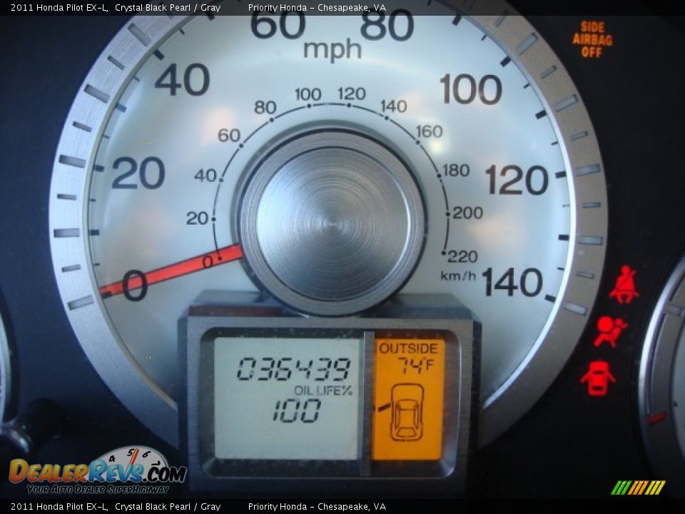 2011 Honda Pilot EX-L Crystal Black Pearl / Gray Photo #15