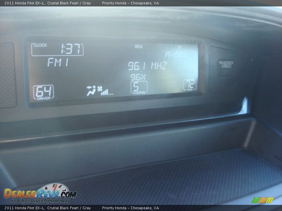 2011 Honda Pilot EX-L Crystal Black Pearl / Gray Photo #22