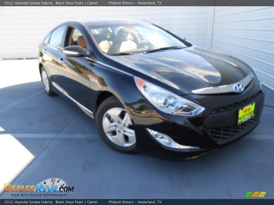 2012 Hyundai Sonata Hybrid Black Onyx Pearl / Camel Photo #1