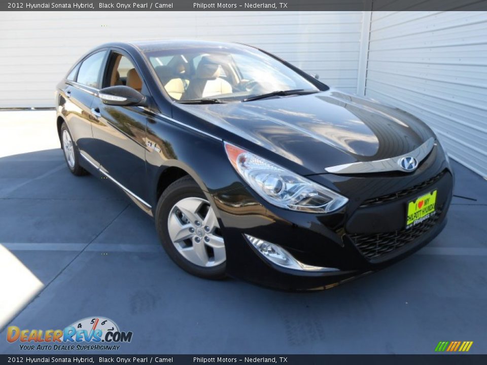 2012 Hyundai Sonata Hybrid Black Onyx Pearl / Camel Photo #2