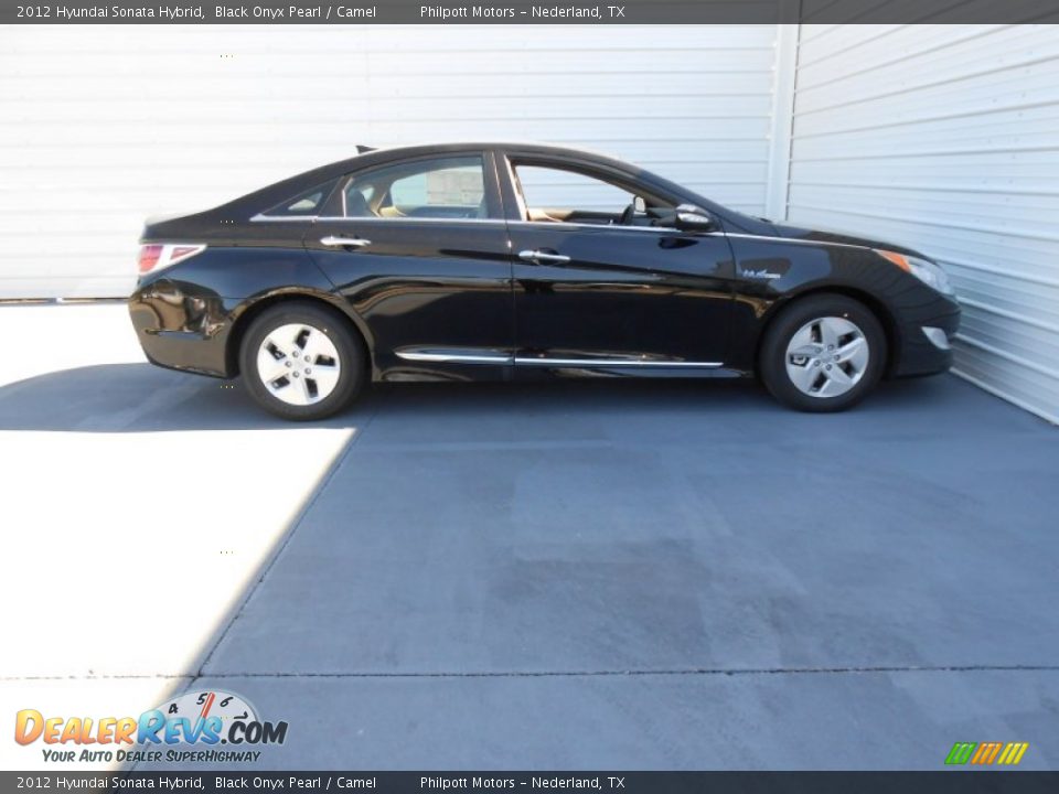 2012 Hyundai Sonata Hybrid Black Onyx Pearl / Camel Photo #3