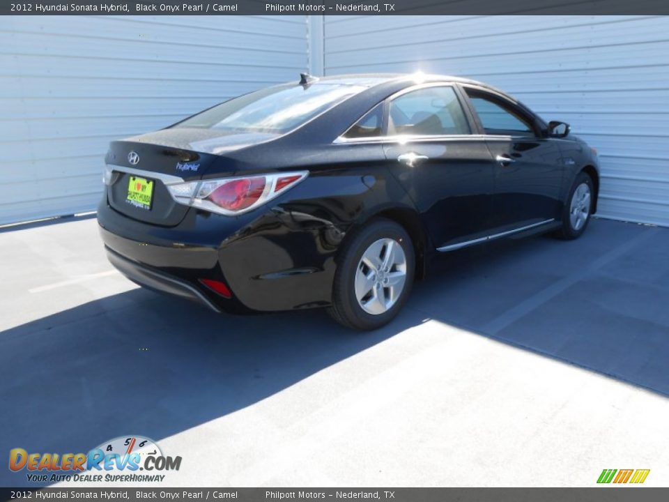 2012 Hyundai Sonata Hybrid Black Onyx Pearl / Camel Photo #4