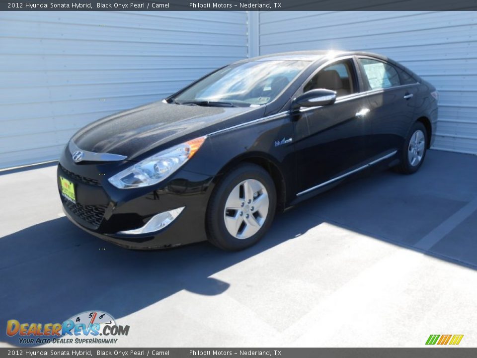 2012 Hyundai Sonata Hybrid Black Onyx Pearl / Camel Photo #9