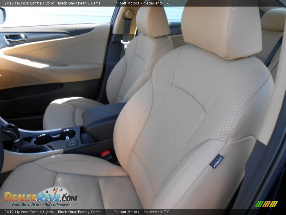 2012 Hyundai Sonata Hybrid Black Onyx Pearl / Camel Photo #25