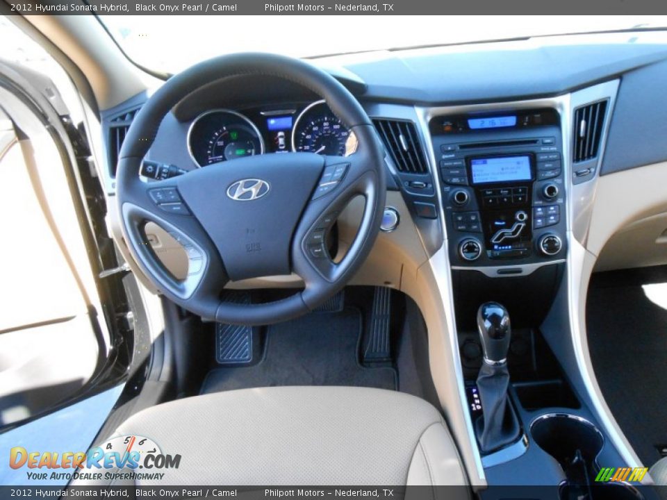 2012 Hyundai Sonata Hybrid Black Onyx Pearl / Camel Photo #27