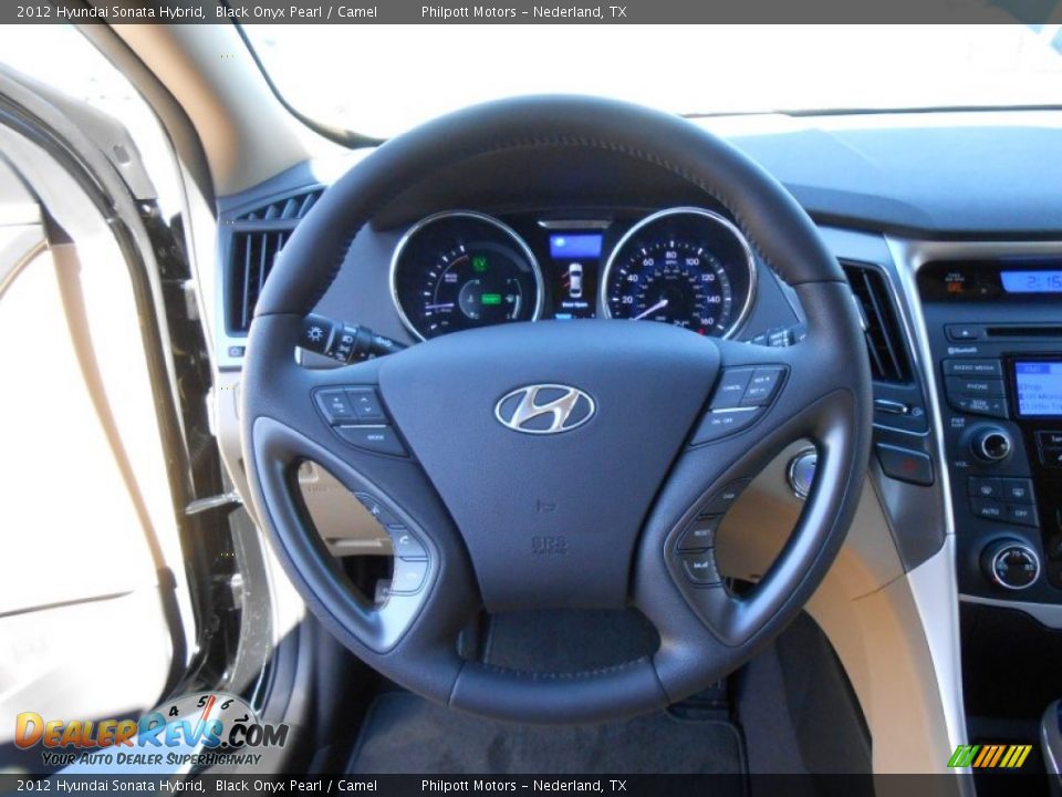 2012 Hyundai Sonata Hybrid Black Onyx Pearl / Camel Photo #34