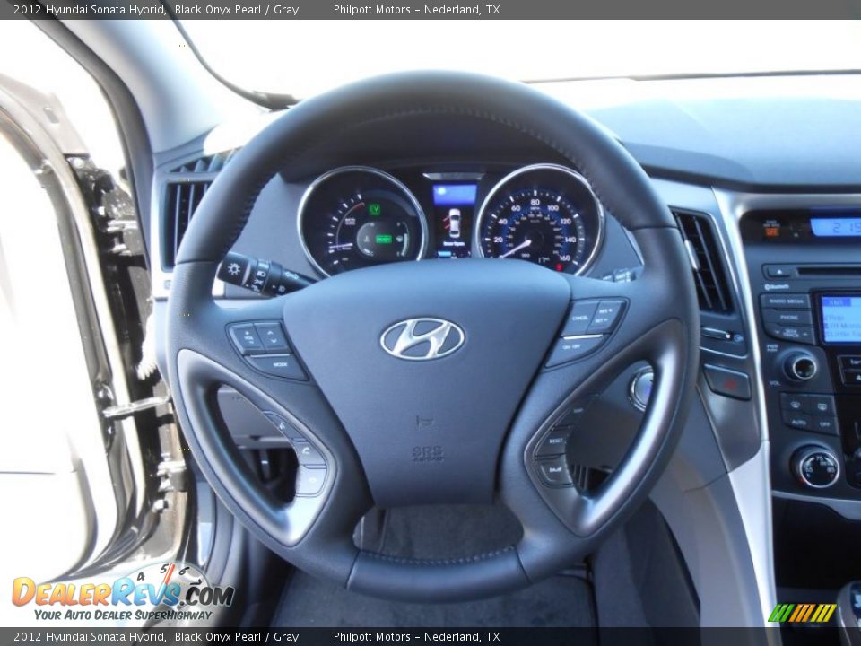 2012 Hyundai Sonata Hybrid Black Onyx Pearl / Gray Photo #35