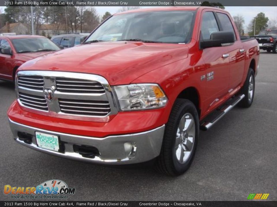 2013 Ram 1500 Big Horn Crew Cab 4x4 Flame Red / Black/Diesel Gray Photo #1