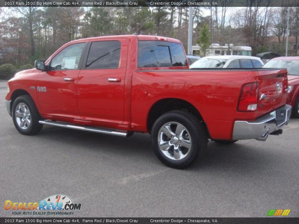 2013 Ram 1500 Big Horn Crew Cab 4x4 Flame Red / Black/Diesel Gray Photo #3
