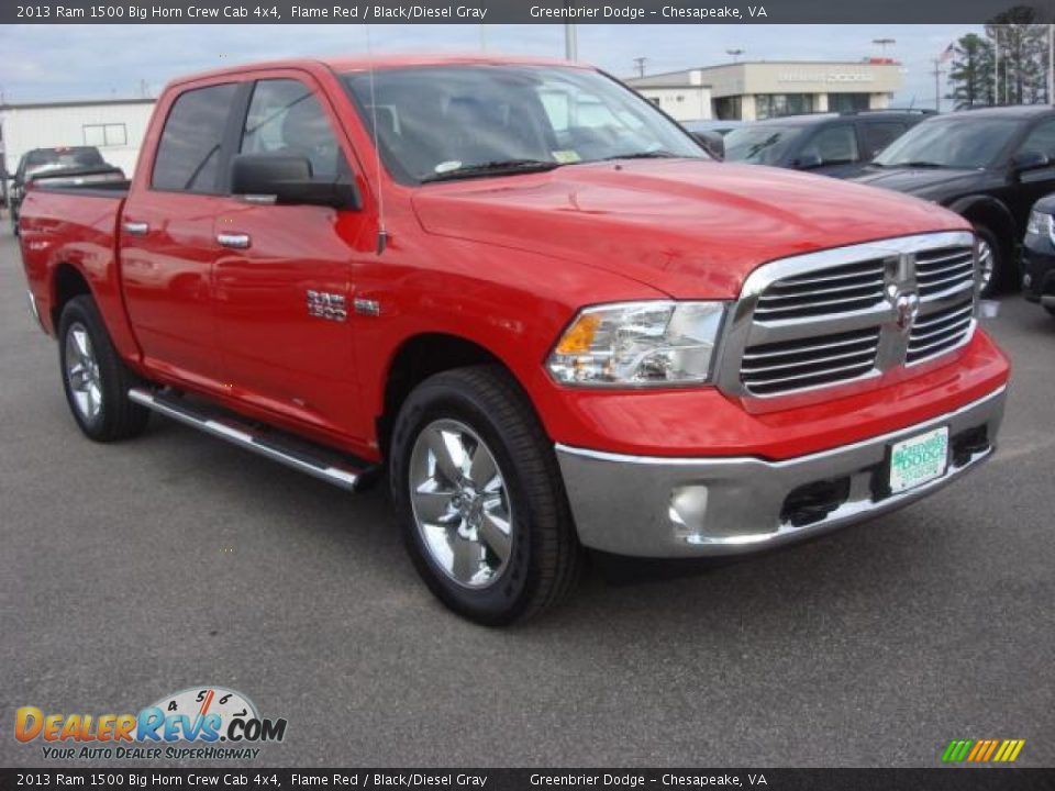 2013 Ram 1500 Big Horn Crew Cab 4x4 Flame Red / Black/Diesel Gray Photo #5