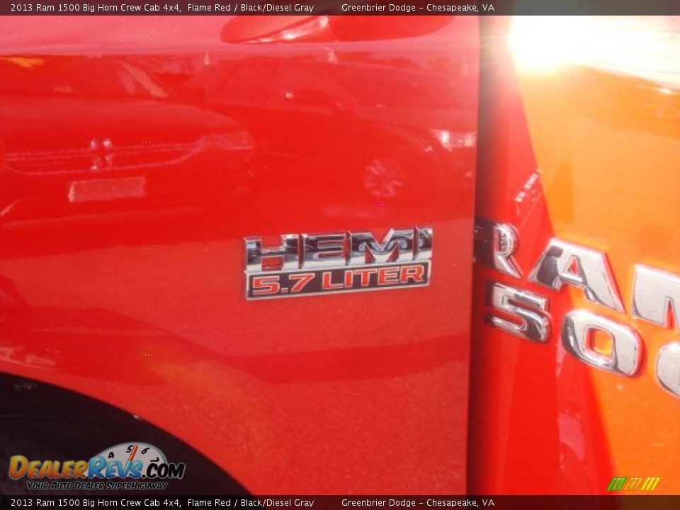 2013 Ram 1500 Big Horn Crew Cab 4x4 Flame Red / Black/Diesel Gray Photo #15