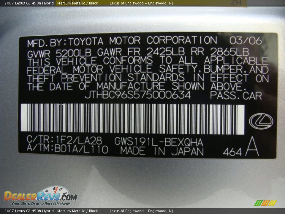 2007 Lexus GS 450h Hybrid Mercury Metallic / Black Photo #15