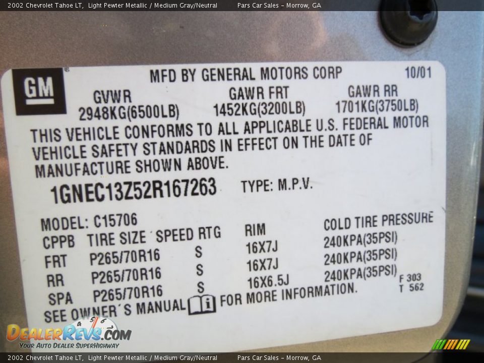 2002 Chevrolet Tahoe LT Light Pewter Metallic / Medium Gray/Neutral Photo #17