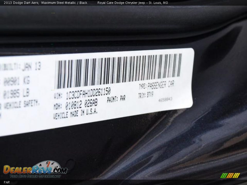 Dodge Color Code PAR Maximum Steel Metallic