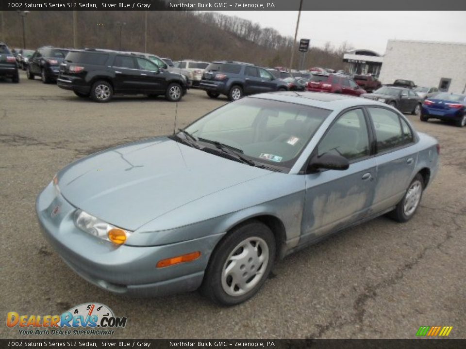 2002 Saturn S Series SL2 Sedan Silver Blue / Gray Photo #3