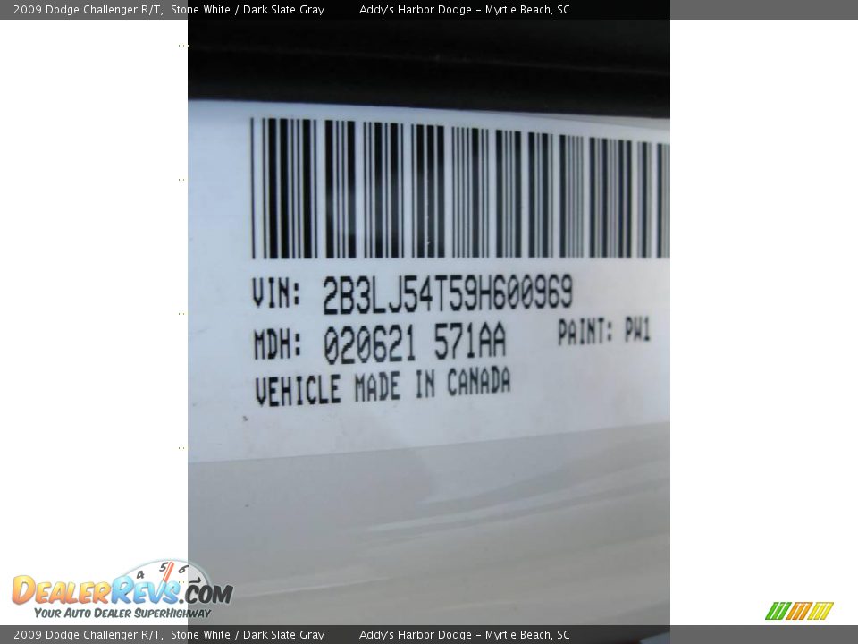 2009 Dodge Challenger R/T Stone White / Dark Slate Gray Photo #10