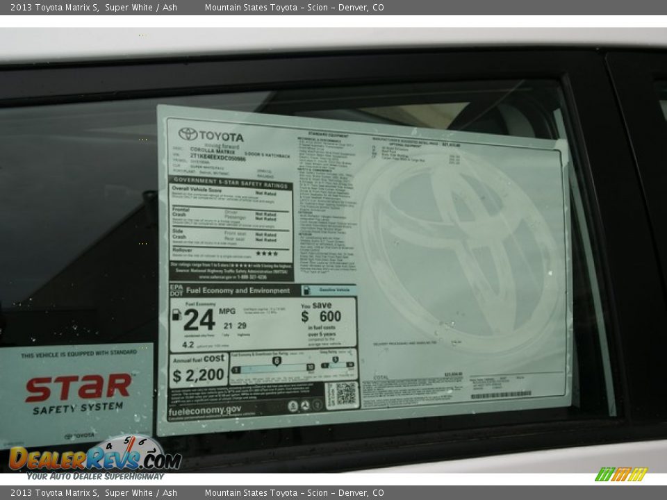 2013 Toyota Matrix S Window Sticker Photo #10