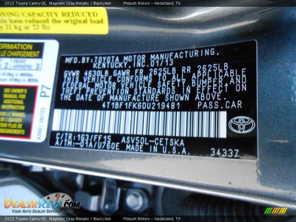 2013 Toyota Camry SE Magnetic Gray Metallic / Black/Ash Photo #35