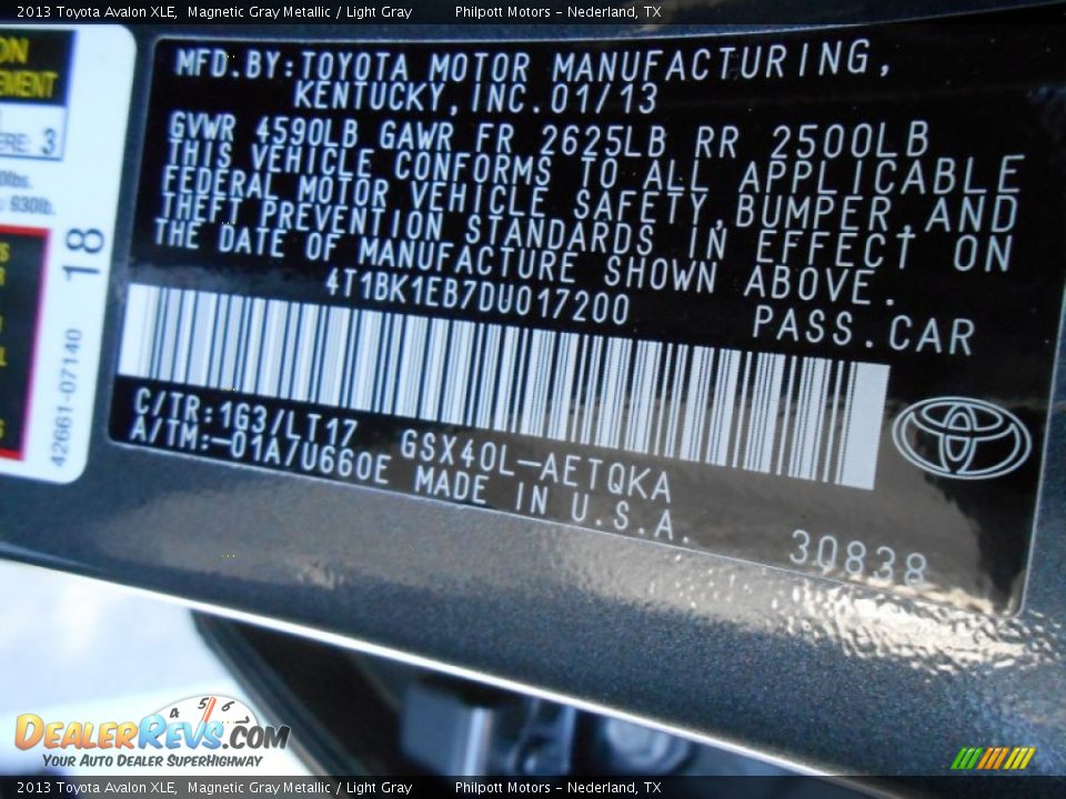 2013 Toyota Avalon XLE Magnetic Gray Metallic / Light Gray Photo #36