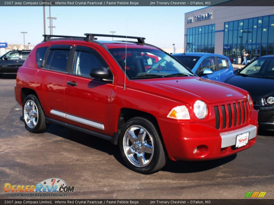 2007 Jeep Compass Limited Inferno Red Crystal Pearlcoat / Pastel Pebble Beige Photo #2