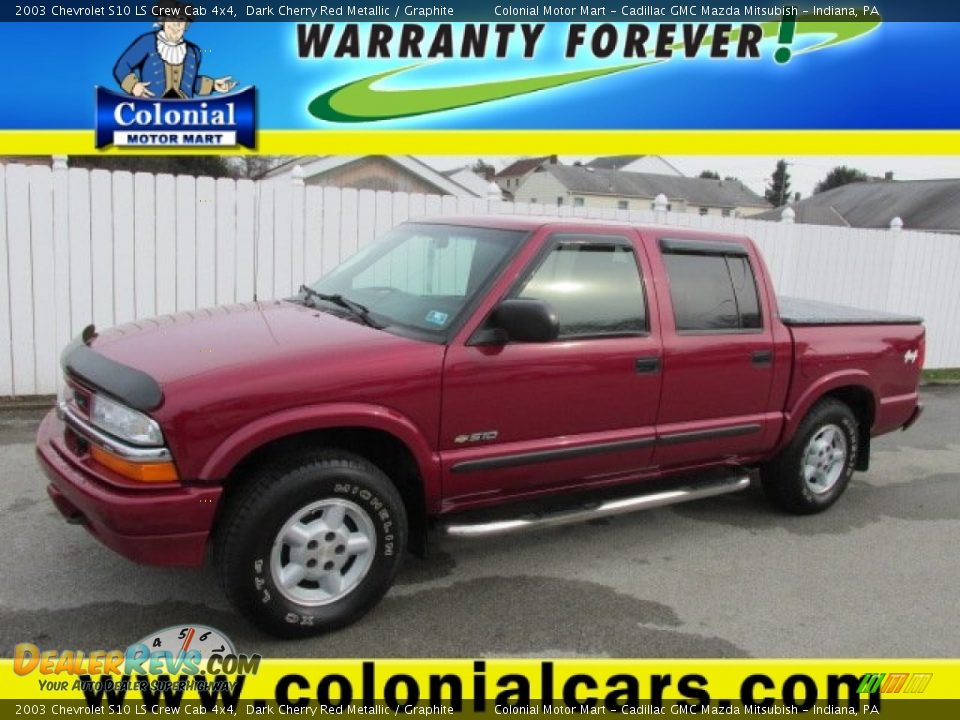 2003 Chevrolet S10 LS Crew Cab 4x4 Dark Cherry Red Metallic / Graphite Photo #2