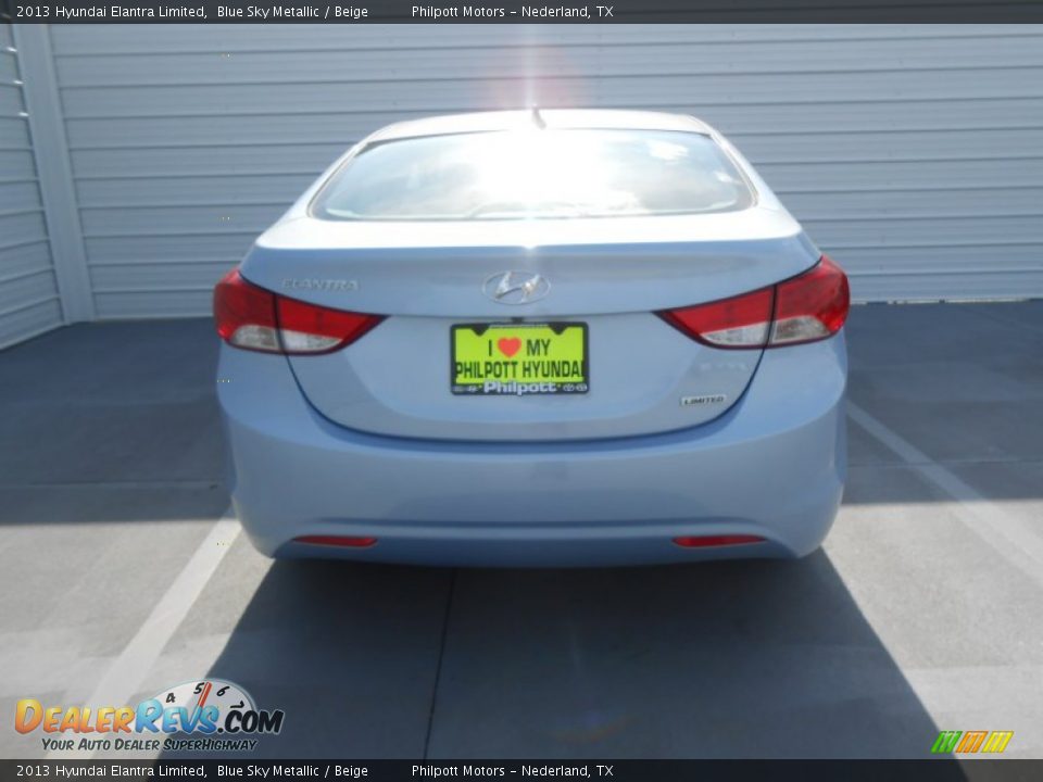 2013 Hyundai Elantra Limited Blue Sky Metallic / Beige Photo #5