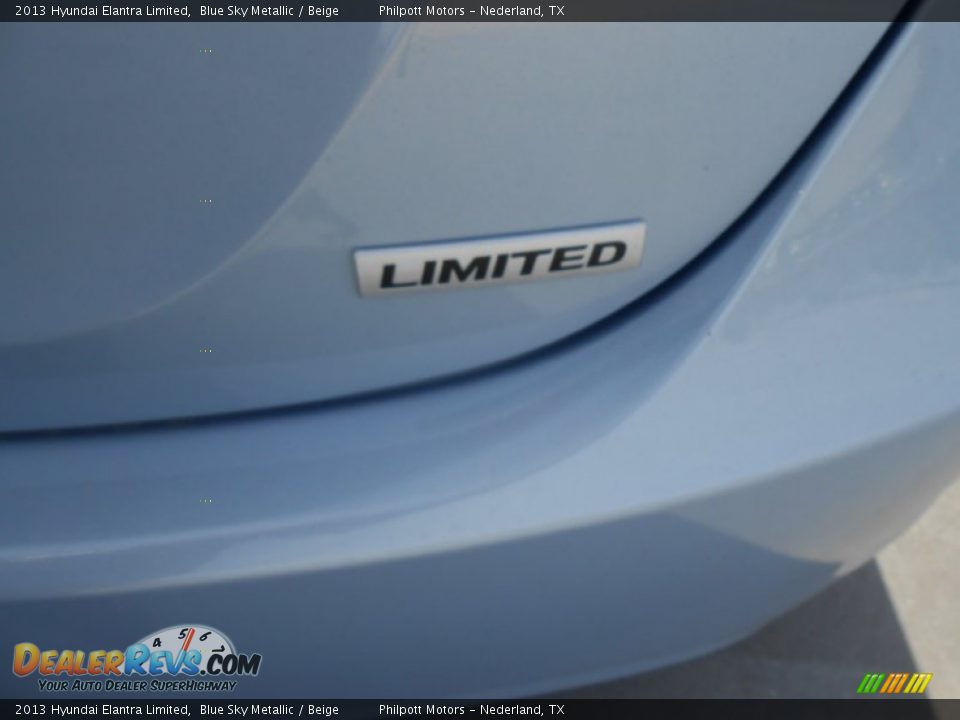 2013 Hyundai Elantra Limited Blue Sky Metallic / Beige Photo #7