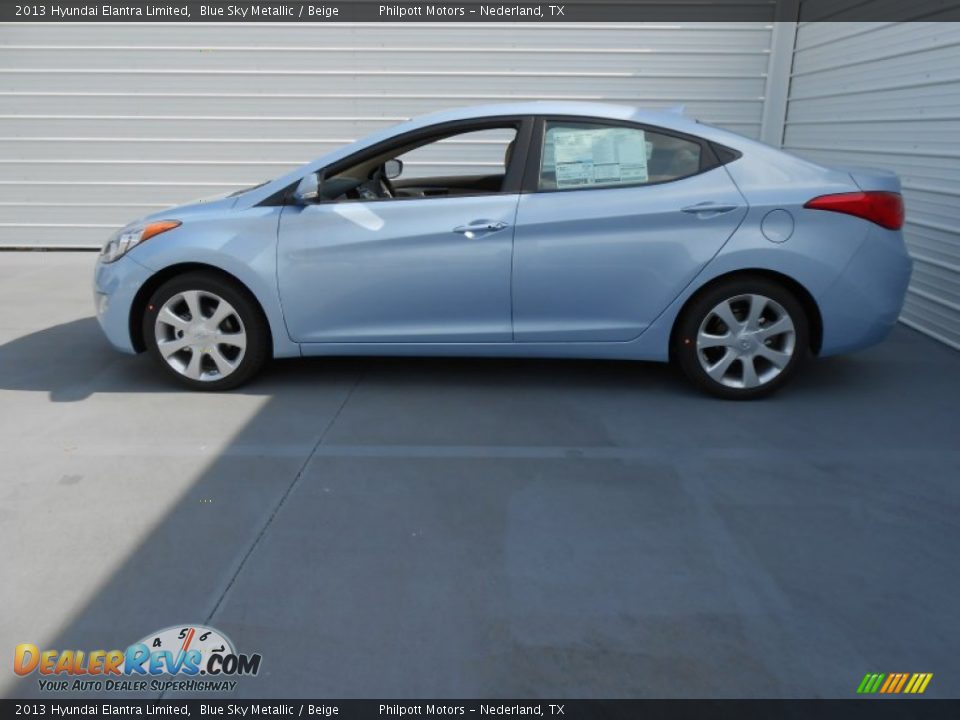 2013 Hyundai Elantra Limited Blue Sky Metallic / Beige Photo #8