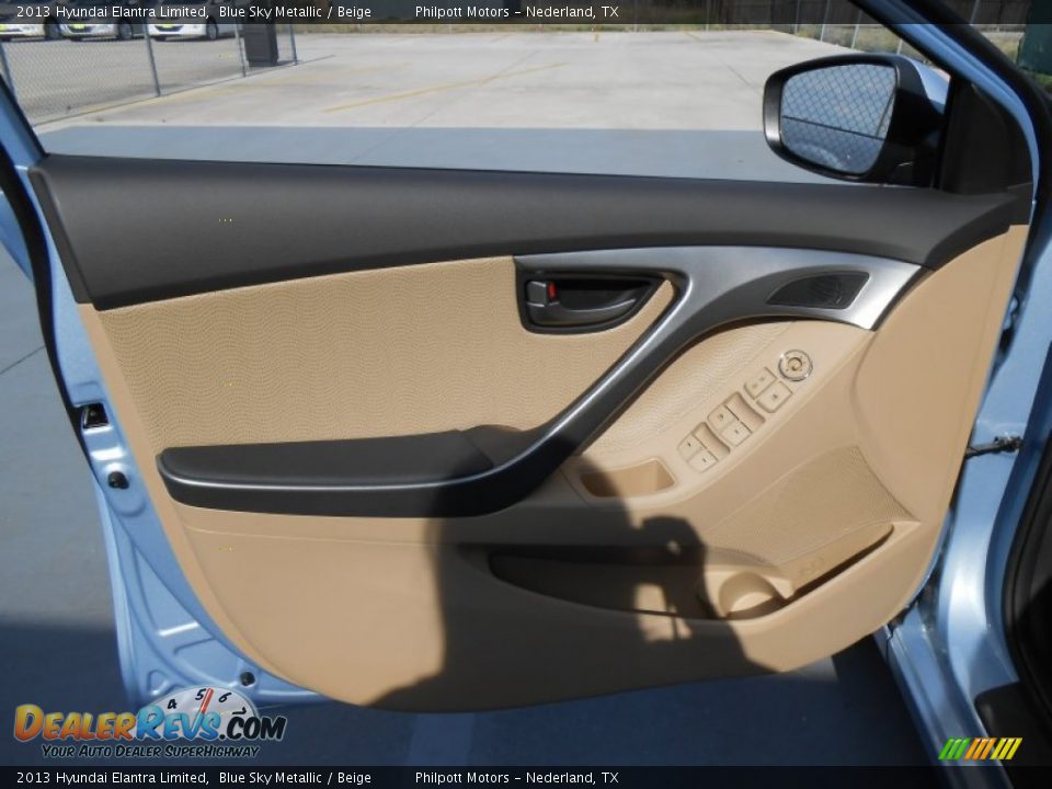 2013 Hyundai Elantra Limited Blue Sky Metallic / Beige Photo #22