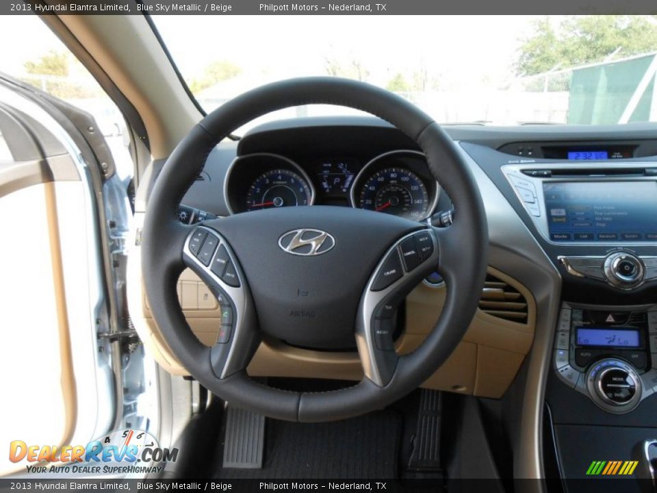 2013 Hyundai Elantra Limited Blue Sky Metallic / Beige Photo #33