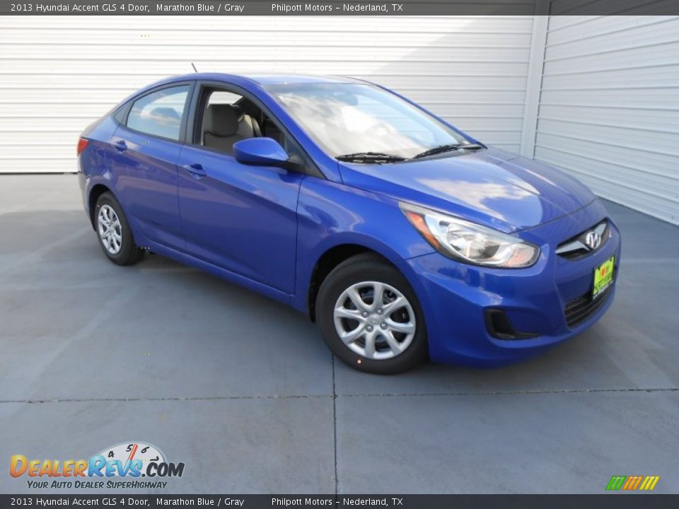 2013 Hyundai Accent GLS 4 Door Marathon Blue / Gray Photo #2