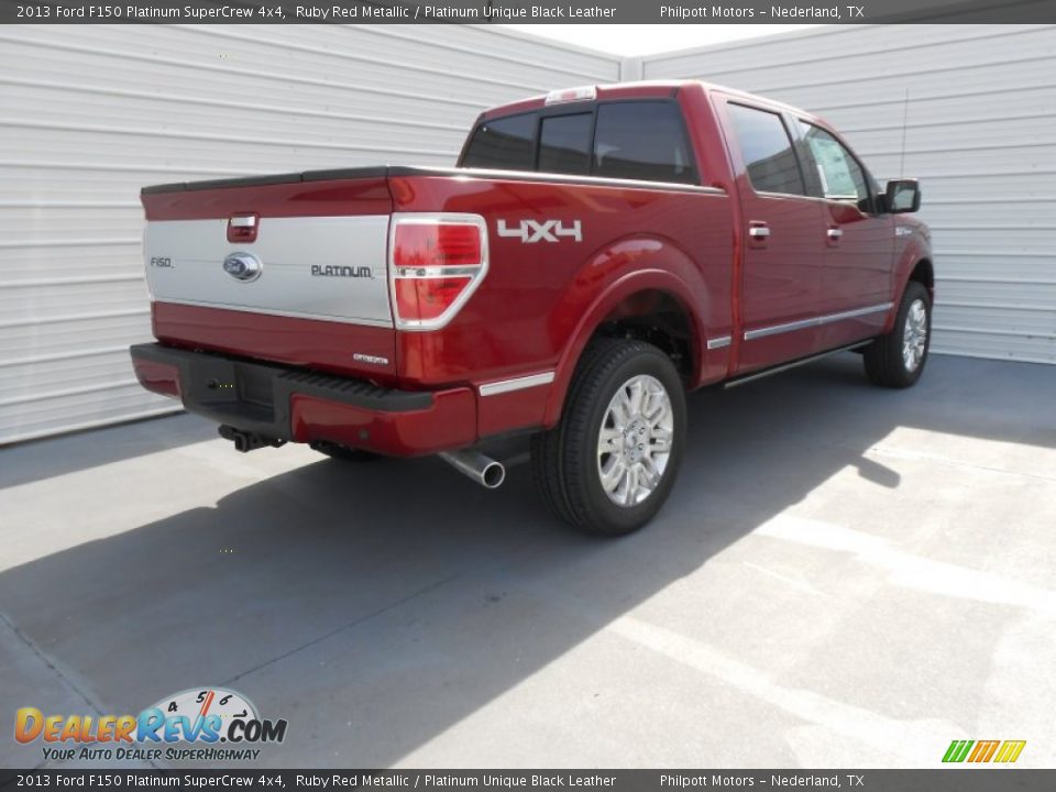 2013 Ford F150 Platinum SuperCrew 4x4 Ruby Red Metallic / Platinum Unique Black Leather Photo #4