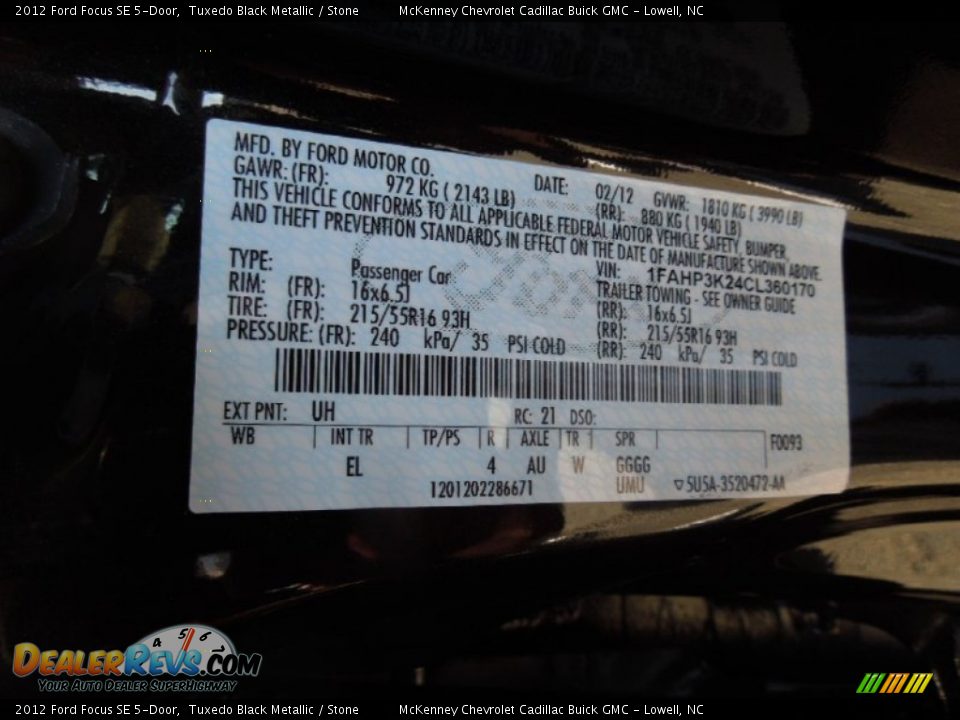 2012 Ford Focus SE 5-Door Tuxedo Black Metallic / Stone Photo #7