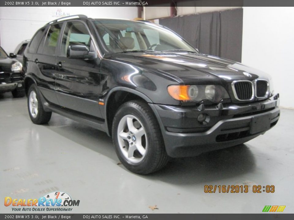 2002 BMW X5 3.0i Jet Black / Beige Photo #14