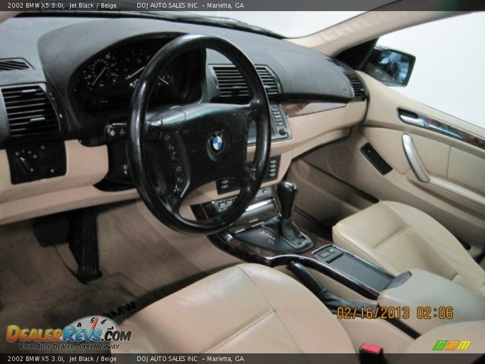 2002 BMW X5 3.0i Jet Black / Beige Photo #29