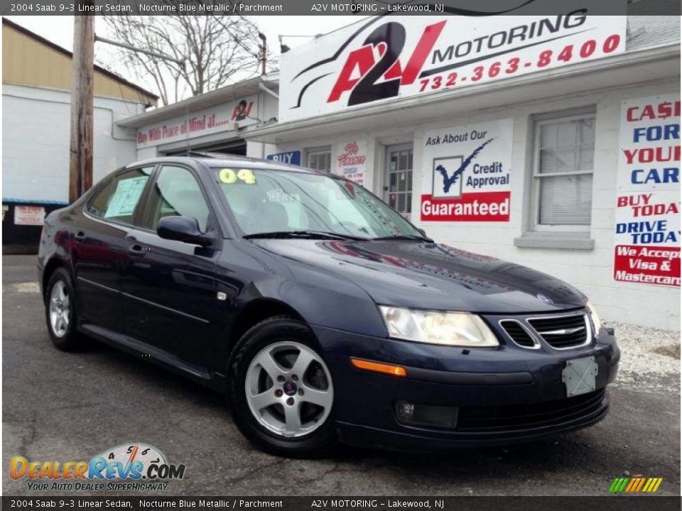2004 Saab 9-3 Linear Sedan Nocturne Blue Metallic / Parchment Photo #1