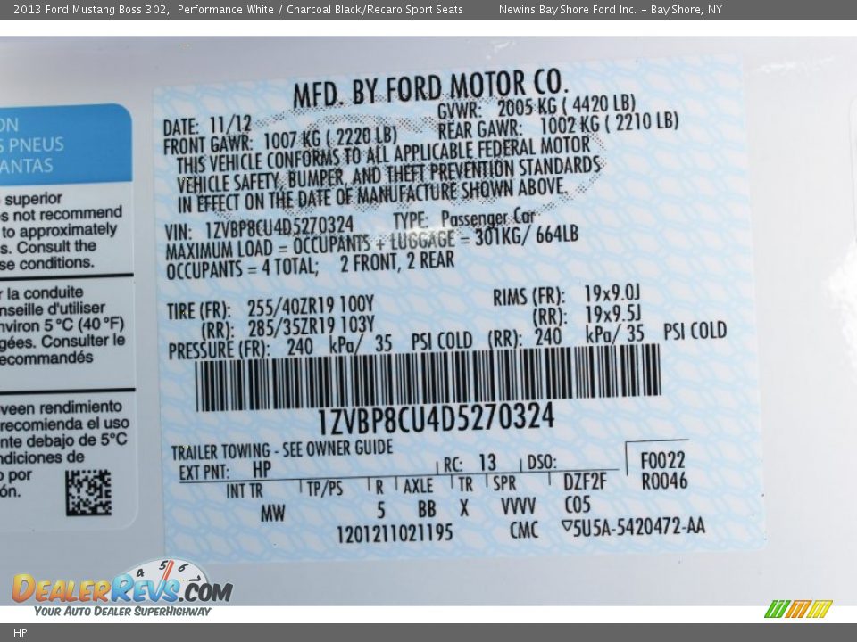 Ford Color Code HP Performance White