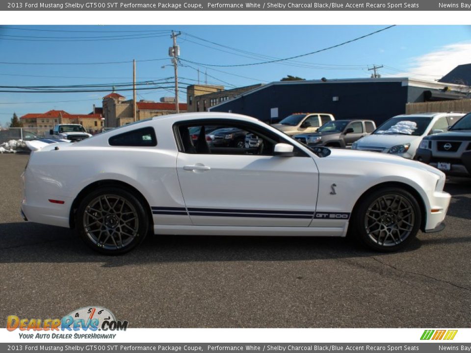 2013 Ford Mustang Shelby GT500 SVT Performance Package Coupe Performance White / Shelby Charcoal Black/Blue Accent Recaro Sport Seats Photo #7